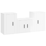 Set Mobili Porta TV 3 pz Bianco Lucido in Legno Multistrato