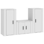 Set Mobili Porta TV 3 pz Bianco in Legno Multistrato