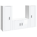 Set Mobili Porta TV 3 pz Bianco Lucido in Legno Multistrato