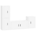 Set di Mobili Porta TV 4 pz Bianco in Legno Multistrato