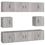 Set Mobili Porta TV 8pz Grigio Sonoma in Legno Multistrato