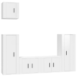 Set di Mobili Porta TV 5 pz Bianco Lucido in Legno Multistrato