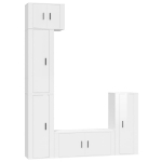 Set di Mobili Porta TV 5 pz Bianco Lucido in Legno Multistrato