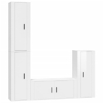 Set di Mobili Porta TV 4 pz Bianco Lucido in Legno Multistrato