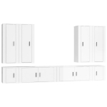 Set Mobili Porta TV 8pz Bianco Lucido in Legno Multistrato