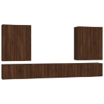 Set Mobili Porta TV 7 pz Rovere Marrone in Legno Multistrato