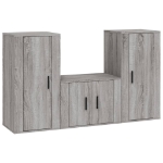 Set Mobili Porta TV 3 pz Grigio Sonoma in Legno Multistrato