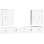 Set Mobili Porta TV 8pz Bianco in Legno Multistrato