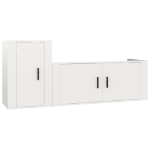 Set di Mobili Porta TV 2 pz Bianco Lucido in Legno Multistrato