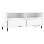 Mobile Porta TV Bianco Lucido 100x34,5x44,5cm Legno Multistrato