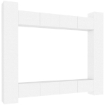 Set Mobili Porta TV 8pz Bianco in Legno Multistrato