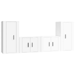 Set di Mobili Porta TV 4 pz Bianco Lucido in Legno Multistrato