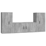 Set di Mobili Porta TV 3 pz Grigio Cemento in Legno Multistrato