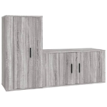 Set Mobili Porta TV 2 pz Grigio Sonoma in Legno Multistrato