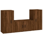 Set Mobili Porta TV 3 pz Rovere Marrone in Legno Multistrato