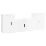 Set Mobili Porta TV 3 pz Bianco Lucido in Legno Multistrato