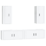 Set di Mobili Porta TV 4 pz Bianco Lucido in Legno Multistrato