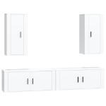 Set di Mobili Porta TV 4 pz Bianco in Legno Multistrato