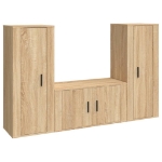 Set di Mobili Porta TV 3 pz Rovere Sonoma in Legno Multistrato