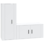 Set di Mobili Porta TV 2 pz Bianco in Legno Multistrato