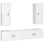 Set di Mobili Porta TV 4 pz Bianco Lucido in Legno Multistrato