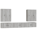 Set di Mobili Porta TV 7 pz Grigio Sonoma in Legno Multistrato