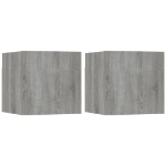 Armadietti TV Montati a Parete 2pz Grigio Sonoma 30,5x30x30 cm