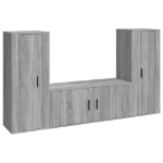 Set Mobili Porta TV 3 pz Grigio Sonoma in Legno Multistrato