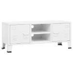 Mobile TV Industriale Bianco 105x35x42 cm in Metallo