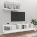 Set Mobili Porta TV 3 pz Bianco Lucido in Legno Multistrato