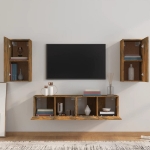 Set di Mobili Porta TV 4 pz Rovere Fumo in Legno Multistrato