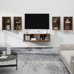 Set Mobili Porta TV 6 pz Rovere Marrone in Legno Multistrato