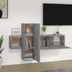 Set Mobili Porta TV 3 pz Grigio Sonoma in Legno Multistrato