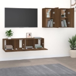 Set Mobili Porta TV 4 pz Rovere Marrone in Legno Multistrato