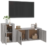 Set Mobili Porta TV 2 pz Grigio Sonoma in Legno Multistrato