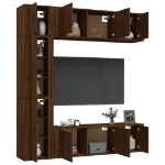 Set Mobili Porta TV 7 pz Rovere Marrone in Legno Multistrato