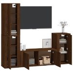 Set Mobili Porta TV 4 pz Rovere Marrone in Legno Multistrato