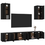 Set Mobili Porta TV 6 pz Nero in Legno Multistrato