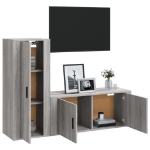 Set Mobili Porta TV 2 pz Grigio Sonoma in Legno Multistrato