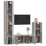 Set di Mobili Porta TV 4 pz Grigio Cemento in Legno Multistrato