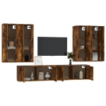 Set di Mobili Porta TV 6 pz Rovere Fumo in Legno Multistrato