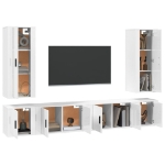 Set di Mobili Porta TV 6 pz Bianco in Legno Multistrato