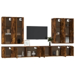 Set Mobili Porta TV 8 pz Rovere Fumo in Legno Multistrato