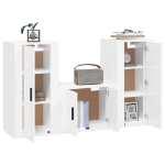 Set Mobili Porta TV 3 pz Bianco Lucido in Legno Multistrato