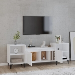 Mobile Porta TV Bianco Lucido 160x35x55 cm in Legno Multistrato