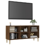 Mobile TV Gambe in Legno Massello Rovere Marrone 103,5x30x50cm