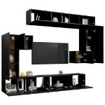 Set Mobili Porta TV 8pz Nero in Legno Multistrato