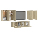 Set Porta TV 6 pz Rovere Sonoma in Truciolato