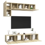 Set Porta TV 5 pz Rovere Sonoma in Truciolato