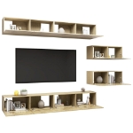 Set Porta TV 6 pz Rovere Sonoma in Truciolato